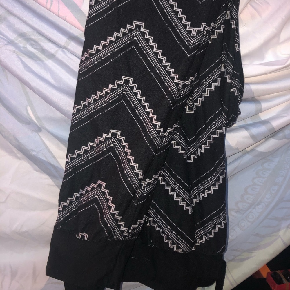 Black with white design microfiber like joggers.